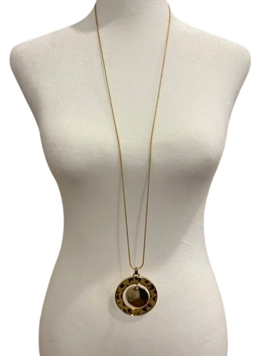 Nine West Jewelry - Nine West Gold Long Pendant Necklace with Leopard Ring Accent